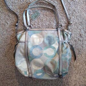 Coach Blue Silver Audrey Graphic Handbag/crossbody